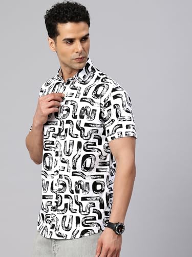Image of Majestic Man Slim Fit Floral Printed Pure Cotton Casual Half Sleeve Shirt