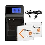 GXDEKMG Batería Compatible con Sony NP-BN1 for DSC WX5 TX9 T99 TX7 TX5 W390 W380 W350 W320 W360 QX100 900amh,Accesorios(1Charger 2Battery)