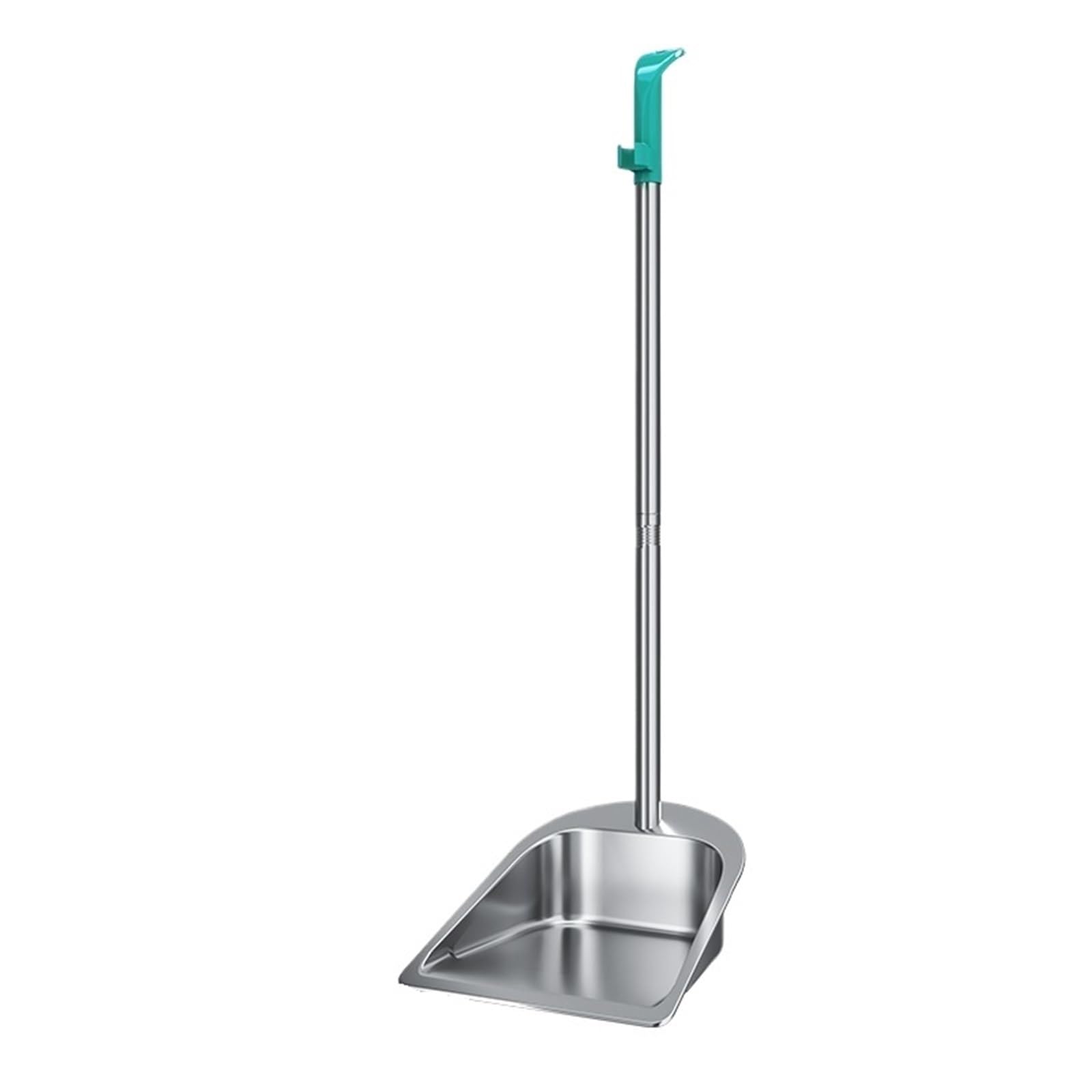 Stainless Steel Broom Set Thickened Single Dustpan Outdoor Indoor Commercial Use Household Cleaning Tool Sweeper Brush(Square round dustpan)