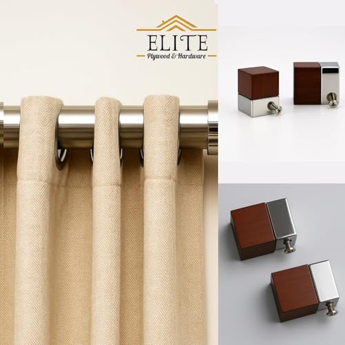 Image of Urban Elite Premium Curtain End Cap - Elegant Decorative Rod Finial for Window Drapes, Smooth Finish, Durable & Stylish, Perfect for Home & Office Decor (Square, Wooden, Medium)