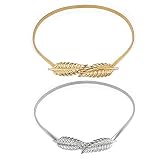 【2】Longitud total: 81 cm Vordas 2PCS Metálico Elástico Cadena Hoja Cinturón, Cadena de La Cintura de La Hoja para Mujer para Vestido, Fiesta, Boda ect