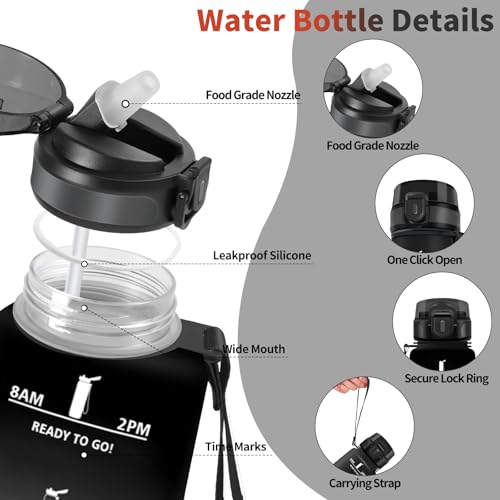 HoneyHolly Trinkflasche 1500ML, Auslaufsicher, Trinkflasche Kohlensäure Geeignet, Wasserflasche BPA-Frei, Sportflasche mit Strohhalm… – Ansicht 2