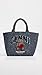 Ganni Women's Small Trapeze Shopper Bear Tweed Denim Tote, Rinse, One Size