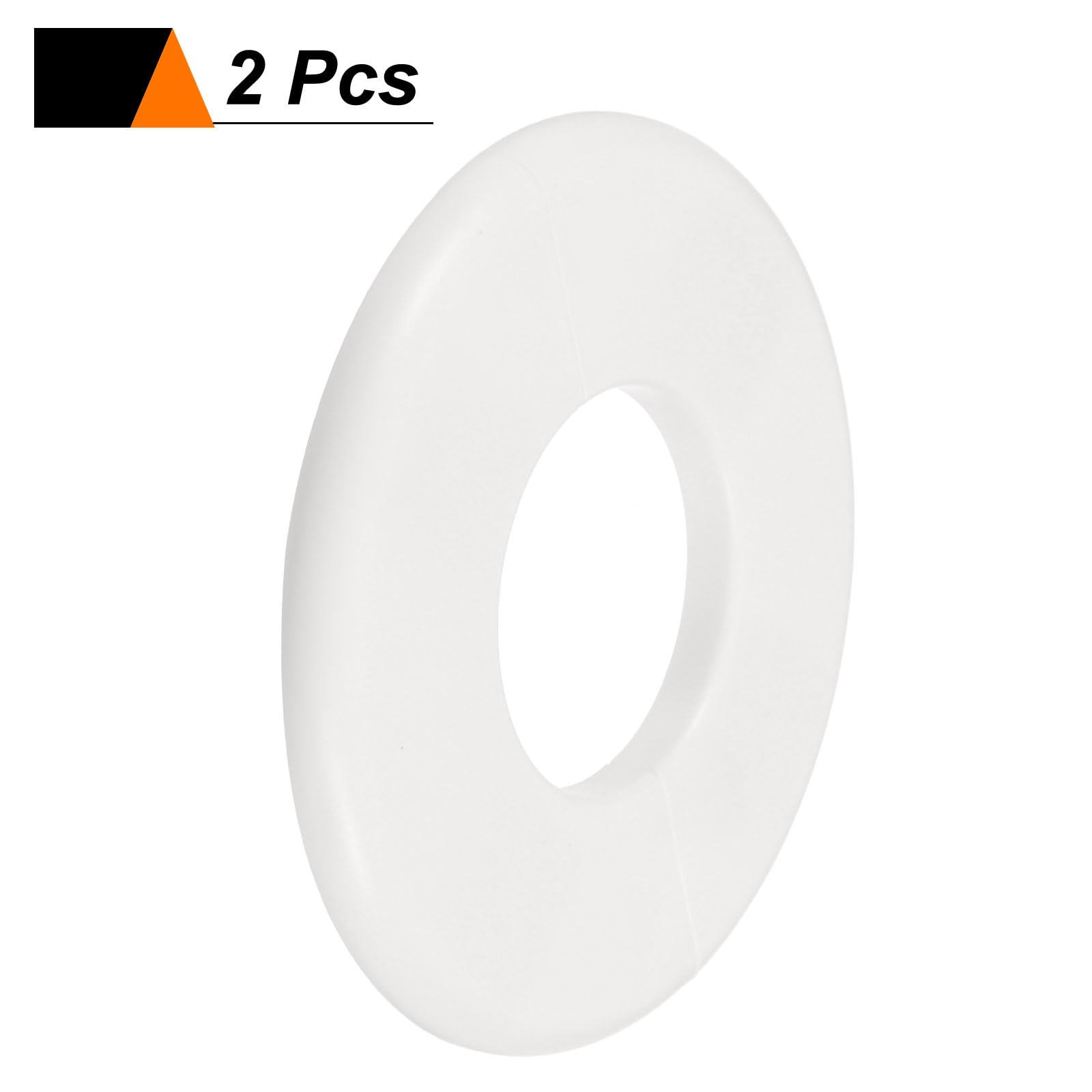 QUARKZMAN 2Pcs Wall Split Flange 44mm/1.7" Autoadesivo Piastre Di Copertura Idrauliche ABS Plastica Piastra Scutetto Rotonda Design A Fibbia Per Tubi Acqua Decorazione Bagno Cucina Bianco