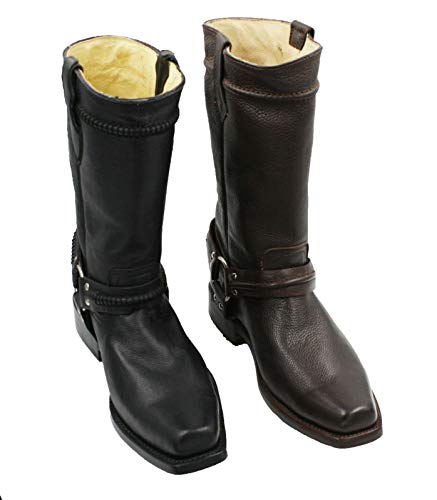 Dona Michi Men's Genuine Cowhide Leather Motorcycle Boots Handmade