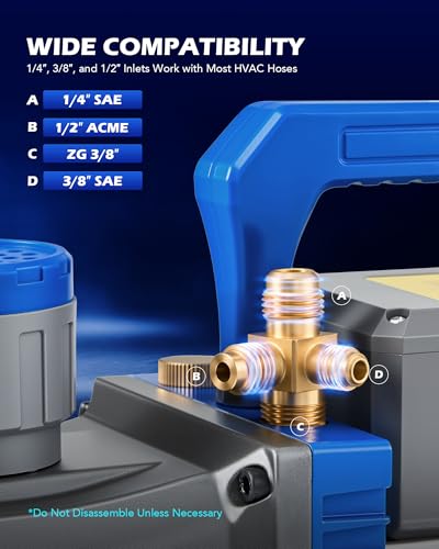 Image of Orion Motor Tech Vacuum Pump 9 CFM Gray | 2 Stage A2L 9 CFM 3 /4 HP Vacuum Pump for R1234yf R32 R134a R22 R410A with 1.5 Micron Ultimate Vacuum, Auto HVAC Vacuum Pump