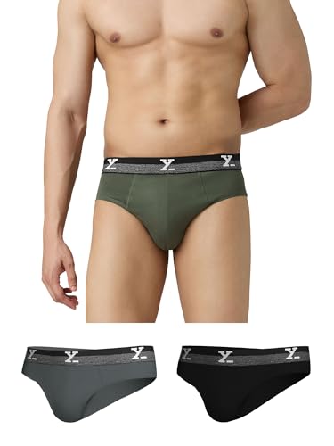 Image of XYXX Men's Aero 100% Super Combed Cotton Regular Fit Solid Anti Bacterial Briefs with No Marks Waistband (Pack of 3)