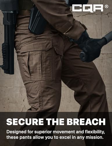 Image of CQR Men's Flex Ripstop Tactical Pants, Water Resistant Stretch Cargo Pants, Lightweight EDC Hiking Work Pants