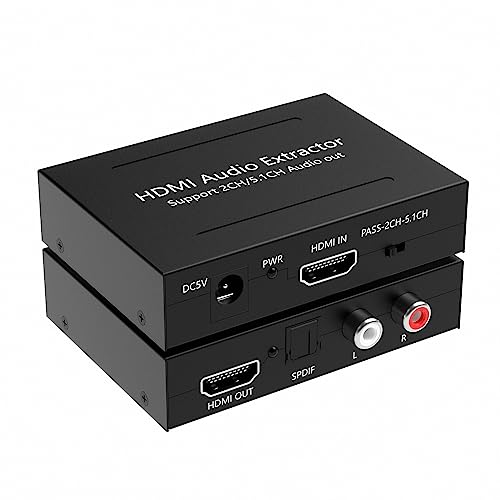 Nouiosa HDMI Audio Extractor Analog L/R RCA Stereo Analogue Audio Adapter mit HDMI Digital to Analogue Signal 4K@30HZ HDMI Audio Splitter für Blu-ray Player, Kabel Boxen, HDTVs, Fire TV, PS5.