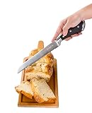 SUGUS HOUSE Professional 8 inch Serrated Bread Knife in black color for kitchen with Ergonomic handl