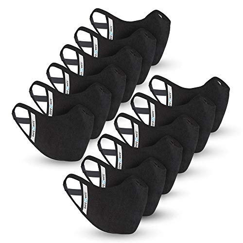 Case-Mate Safe+Mate x Cloth Face Mask, Washable & Reusable, Adult S/M, Cotton, Includes Filters, Black (Pack of 12)