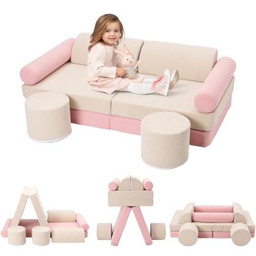 NUKied Divano Modulare per Bambini,Divano da Gioco per Bambin con 10PCS Modulo Componibile per Bambini per camere da letto, Soggiorni e Camerette,Ottimo Regalo per Ragazzi e Ragazze