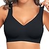 PoseFree Jelly Bra for Older Women with Sagging Breasts Lifting Push Up Plus Size Wireless Comfort Full Coverage Bras (Black,4XL)