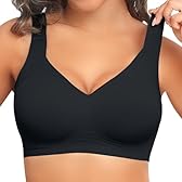 PoseFree Jelly Bra for Older Women with Sagging Breasts Lifting Push Up Plus Size Wireless Comfort Full Coverage Bras (Black,4XL)