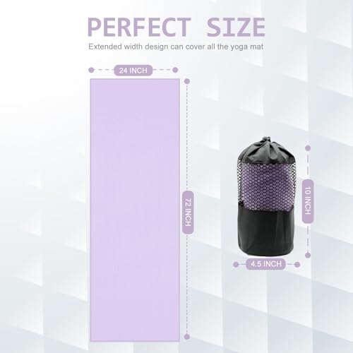 Eunzel 2 Pack Hot Yoga Towel with Grip Dot, Non Slip Yoga Mat Towe Sweat Absorbent Towel for Hot Yoga,Bikram, Pilates and Fitness 72" x 24", Taro Purple