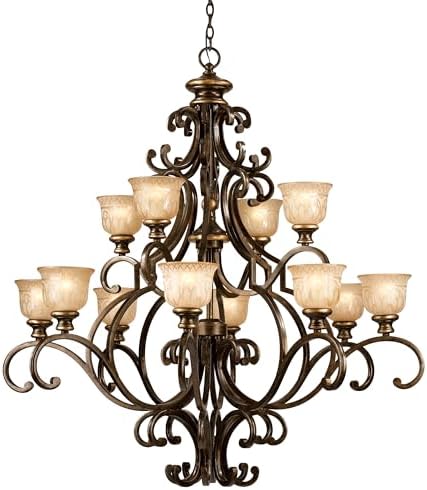 Crystorama Norwalk 12 Light Bronze Umber Chandelier with Glass Shades