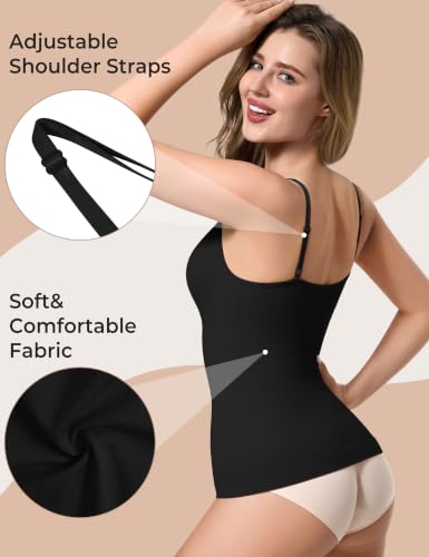 Image of EUYZOU Womens Tummy Control Shapewear Tank Tops Seamless V-Neck Compression Tank Tops Body Shaper Camisole