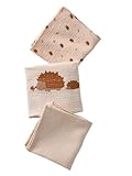 VERTBAUDET Lot de 3 langes en gaze de coton HERISSON beige imprimé TU