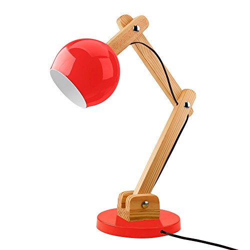 LUMINÁRIA DE MESA MADEIRA BOLA - VERMELHO