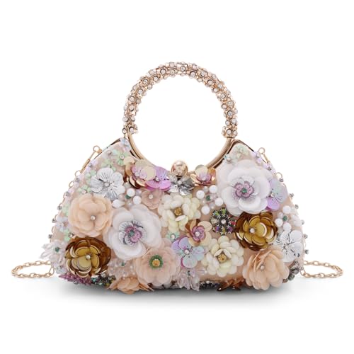 Imagen de Syrads Mujer Bolso con Cuentas Y Flores Noche de Embrague para Fiesta Lady Party