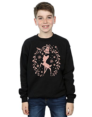 Disney Boys Bambi Christmas Wreath Sweatshirt 7-8 Years Black