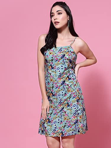 Image of OOMPH! Women A-Line Floral Mini Dress Western, Off Shoulder, Slip On