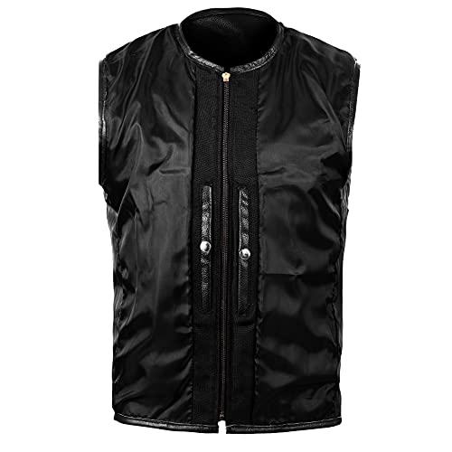 Pgs Armor Motorbike Leather Vest For Men With Side Adjustable Strap Club Style Vest For Biker Lover (Large), Black #TOP3