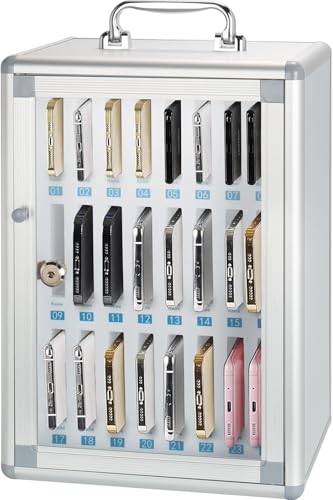 Glosen 24 Handy-aufbewahrungsschrank Handy-schließfach aufbewahrungsschrank [Wandmontiert] [Aluminiumlegierung] Handy-aufbewahrung mit Griff für Klassenzimmer Büro Prüfung
