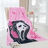 LOSIVISHE 50 x 70 Extra Length Throw Blanket Funny Horror Ghost Fleece Blanket - Cozy and Warm Throw Scream Blanket - Perfect for Halloween and Spooky Decor