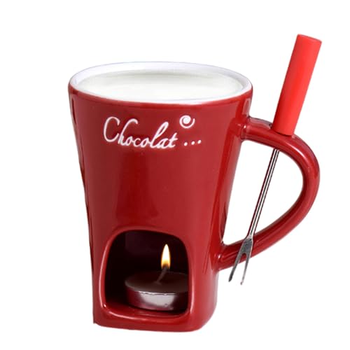 Wlikmjg Tea Candle Fondue Set | Hot Pot Ceramic Melting Cup Chocolate Fondue Mug - Melting Pot Tea Light Heating Butter Warmer for Chocolate & Cheese