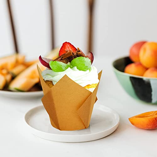 200Pcs Tulip Cupcake Liners, Standard Greaseproof Paper Baking Cups Muffin Liners Holders Perfect For Bridal Showers, Baby Showers, Birthday Parties, Banquets, And Catering Events (Natural) #TOP3