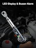 GROWNEER Digital Torque Wrench, 5-99.6 Ft-lbs/6.8-135 Nm, 3/8'' Drive Rachet Torque Wrench with Buzzer & Colorful LED Indicator, Electronic Torque Wrench Set for Bike Motorcycle Car Auto Repair - Image 4