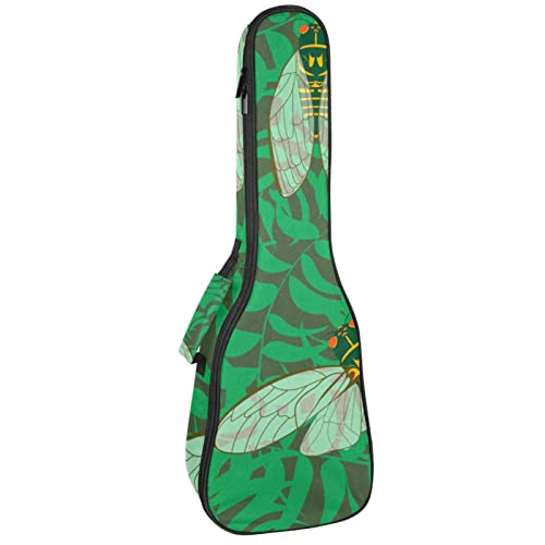 Sac à dos pour ukulélé de concert et ténor housse rembourrée Cicada motif feuilles de la forêt
