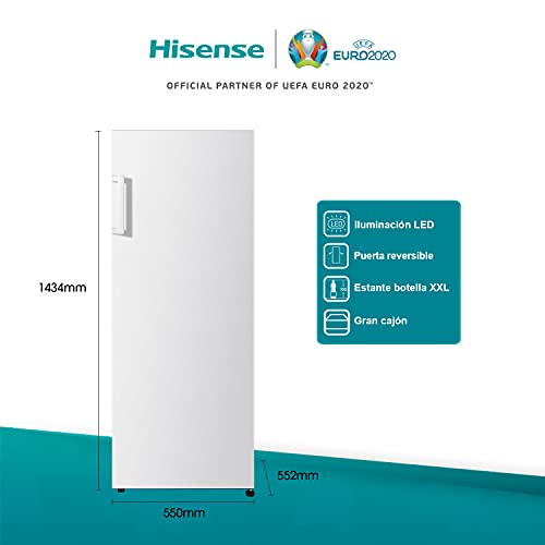 Hisense-RL313D4AW1-Frigorifico-de-Una-Puerta-Capacidad-Neta-242-L-1434-cm-alto-patas-ajustables-silencioso-40-dBA-color-blanco