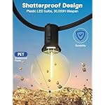 SUNSGNE G40 LED Globe Outdoor String Lights Waterproof Shatterproof, 25FT Outdoor Globe Lights with 25 LED Plastic Clear Light for Café Bistro Porch Pergola Tents Balcony Decor, Black Wire - Image 5