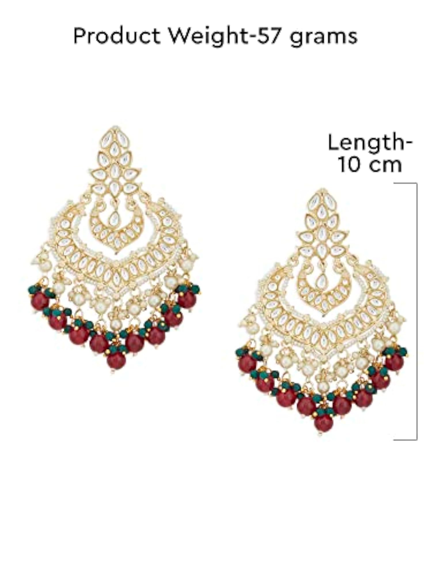 Kundan Beads Layered Dangle Earrings for Women