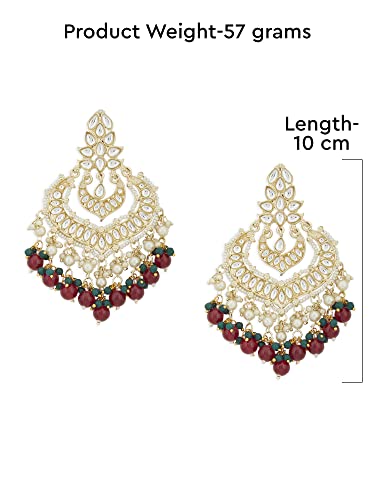 Kundan Beads Layered Dangle Earrings for Women