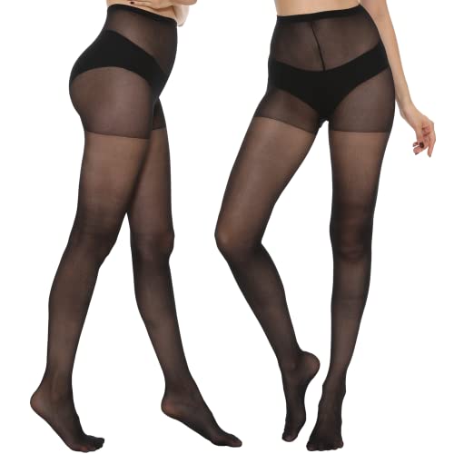 Yilanmy 6 Pairs Women's Sheer Tights 20D High Waist Pantyhose for Women with Reinforced Toes2