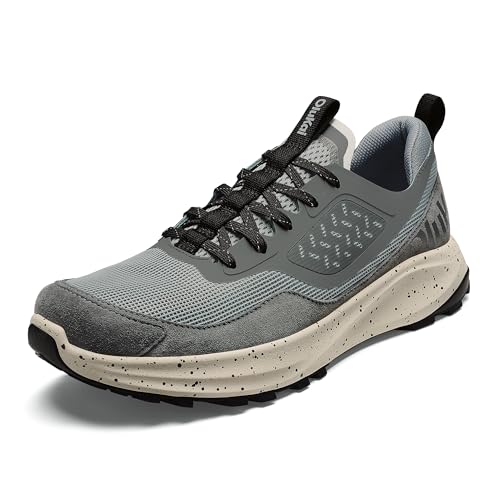 OLUKAI Makiki Men’s All-Terrain Athletic Shoes, Durable Sneakers for Versatile Wear, Lightweight & Breathable, All-Day Comfort & Wear, Cloud Grey/Poi, 12