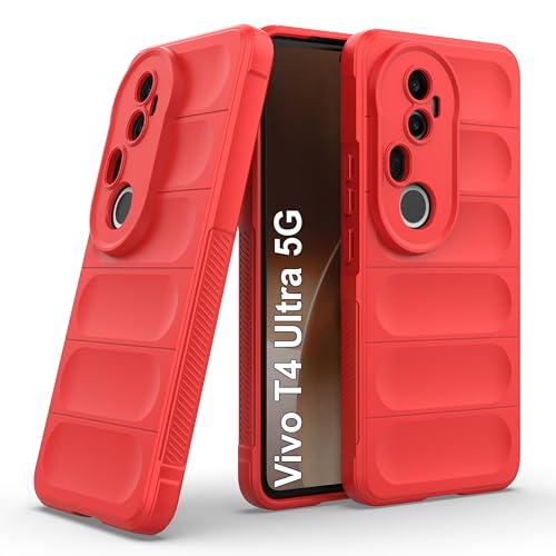 Image of Zapcase Back Case Cover for Vivo T4 Ultra 5G | Compatible for Vivo T4 Ultra 5G Back Cover | Liquid Silicon Magic Case with Camera Protection | Red