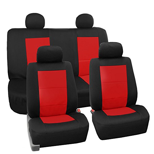 FH Group FB085RED114 Seat Cover Neoprene Blend Waterproof Seat covers Full Set with Bench Red