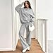 BORTGYUI Damen Hausanzug 2-Teilig,Sportanzug Damen Elegant Jogginganzug Baggy Bequeme Sportswear Trainingsanzug Sweatshirt Jogginghosen 2 Teiliges Outfit Sweatsuit with Pockets Hausanzug,01-Grau,S