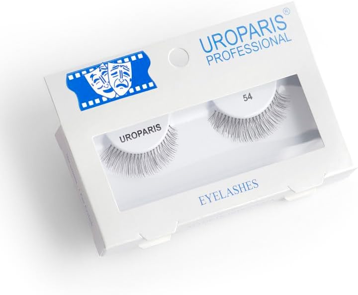 Uroparis 54 Eyelashes for Women — Tapered Handmade Eye Lashes | Lightweight False Lashes with Premium Virgin Hair | Invisible Band | For Glam Look & Enhance Beauty (Black) - 1 Pair