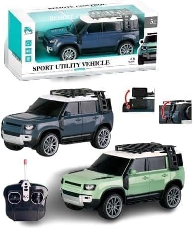 Remote Control Sport Utility Vehicle, 1:16 Scale RC Car with Lights, Music, 4-Channel, Gray, Green, 23x9.5x10.7 cm