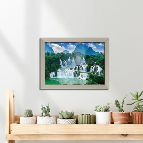 Image of TenorArts Waterfall Photo Frame Vastu Positivity Aesthetic Wall Painting Lucky Art Frames with White Wooden Texture for Living rooms Office Bedroom - Wall Paintings /Hangings (12inches x 9inches)