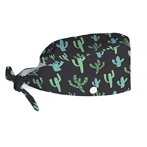 Generic Women Working Cap with Button Sweatband, Green Cactus, Adjustable Work Hat, Head Skull Hats Cap, One Size