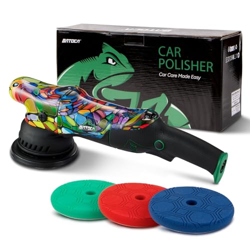 BATOCA P1 Pulidora Coche Excéntrica 1000W   Doble Acción DA 125mm, Órbita 15mm, 6 Velocidades 2500 5500 RPM, Cable 5m para Pulido, Encerado y Eliminación de Arañazos en Coche y Moto