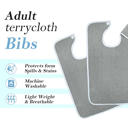 Image of Avalon Towels Adult Bibs Aprons - Clothing Protector Bibs for Adult - Terry Cloth Adult Bib Super Absorbent and Washable bib