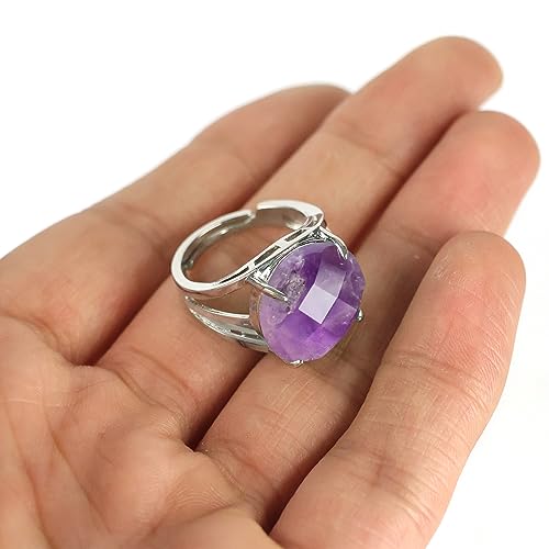 Image of Reiki Crystal Products Adjustable Rings, Round Cutting, Amethyst, Black Tourmaline, Goldstone brown, Green Jade, Lapis Lazuli, Opalite, Red Jasper, Rose Quartz, Tiger eye, Gemstone Ring