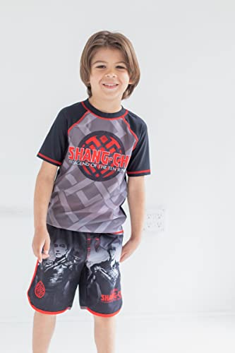 Marvel Shang-Chi And The Legend Of The Ten Rings Little Boys Swim Rash Guard Swim Trunks Gray/Black 7 #TOP2